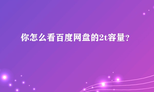 你怎么看百度网盘的2t容量？