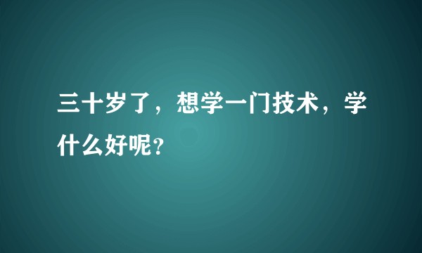 三十岁了，想学一门技术，学什么好呢？