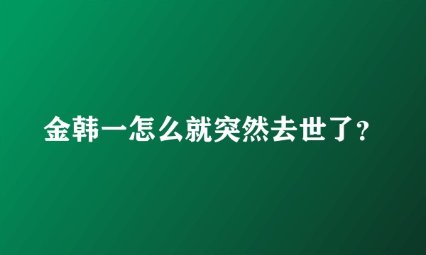 金韩一怎么就突然去世了？