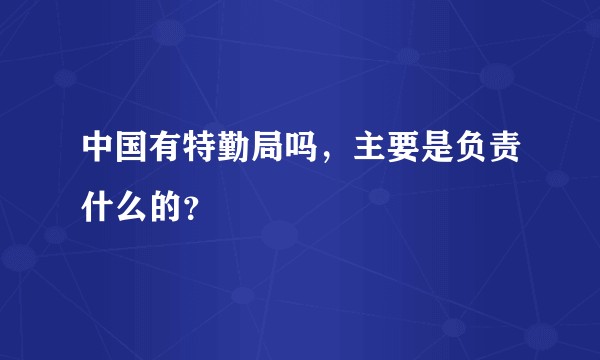 中国有特勤局吗，主要是负责什么的？