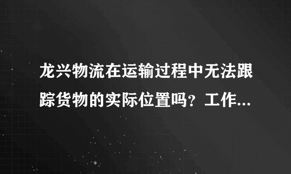 龙兴物流在运输过程中无法跟踪货物的实际位置吗？工作人员告知我无法查询，导致我都不知道物件实际情况！