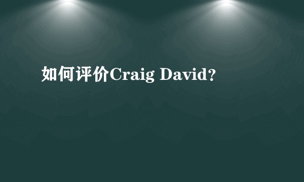 如何评价Craig David？