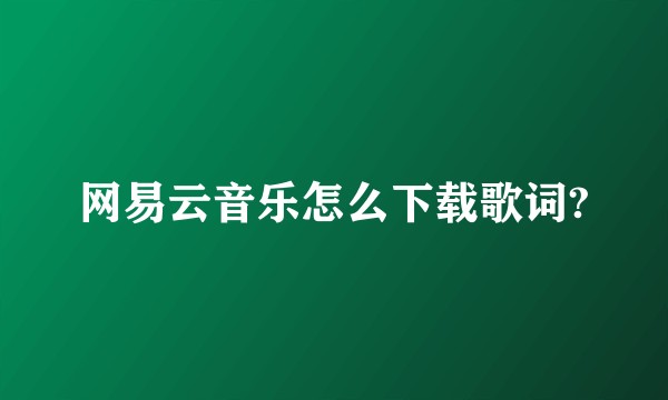 网易云音乐怎么下载歌词?