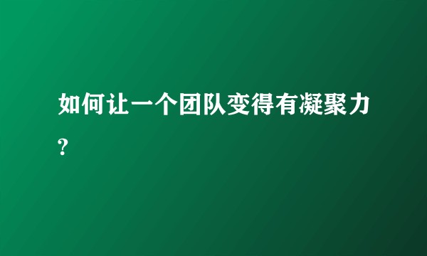 如何让一个团队变得有凝聚力?