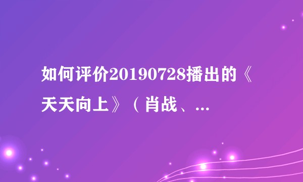如何评价20190728播出的《天天向上》（肖战、王一博、钱枫、大张伟）？