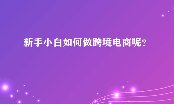 新手小白如何做跨境电商呢？