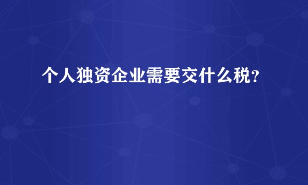 个人独资企业需要交什么税？