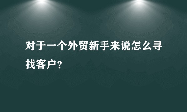 对于一个外贸新手来说怎么寻找客户？