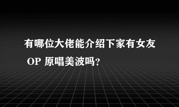 有哪位大佬能介绍下家有女友 OP 原唱美波吗？