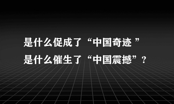 是什么促成了“中国奇迹 ”是什么催生了“中国震撼”?