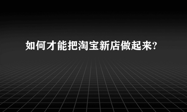 如何才能把淘宝新店做起来?
