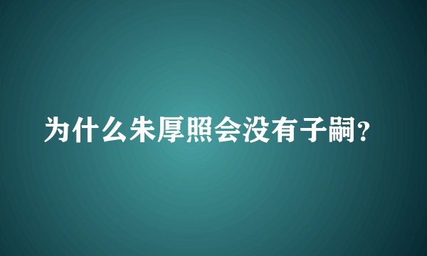 为什么朱厚照会没有子嗣？