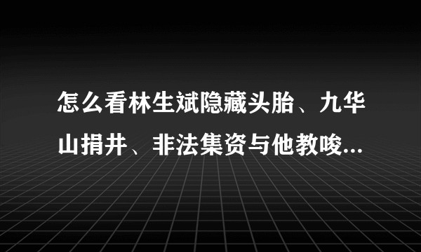 怎么看林生斌隐藏头胎、九华山捐井、非法集资与他教唆粉丝有组织得骚扰污蔑质疑者的行为？