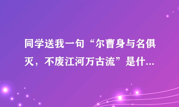 同学送我一句“尔曹身与名俱灭，不废江河万古流”是什么意思？
