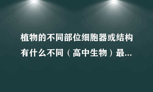 植物的不同部位细胞器或结构有什么不同（高中生物）最好加上不同时期有啥异同？