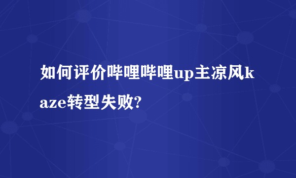 如何评价哔哩哔哩up主凉风kaze转型失败?