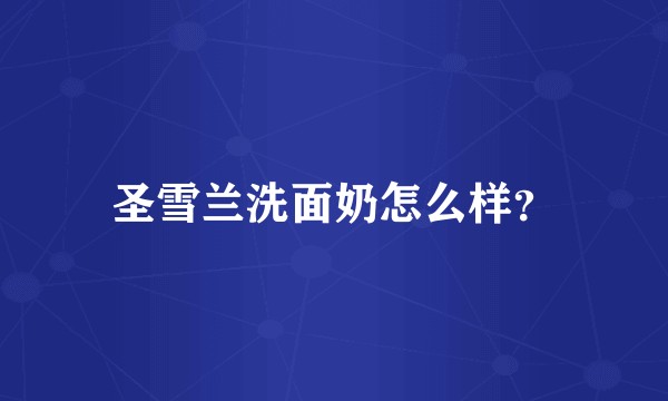 圣雪兰洗面奶怎么样？