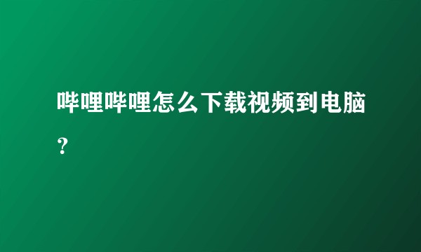 哔哩哔哩怎么下载视频到电脑？