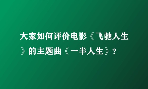 大家如何评价电影《飞驰人生》的主题曲《一半人生》?