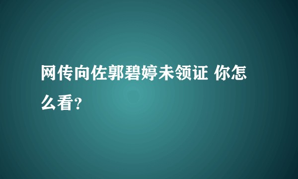 网传向佐郭碧婷未领证 你怎么看？
