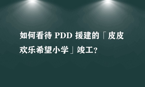 如何看待 PDD 援建的「皮皮欢乐希望小学」竣工？