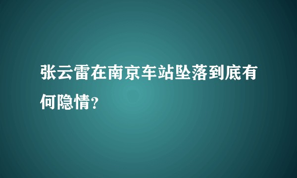 张云雷在南京车站坠落到底有何隐情？
