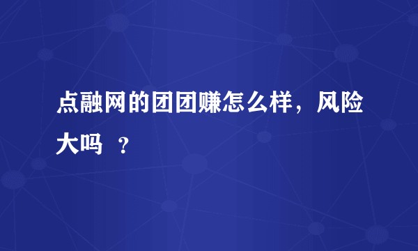 点融网的团团赚怎么样，风险大吗  ？