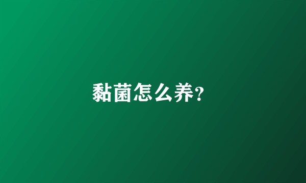 黏菌怎么养？