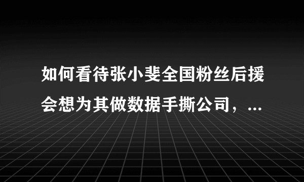 如何看待张小斐全国粉丝后援会想为其做数据手撕公司，随后被解散？这是否意味着「饭圈」做法行不通了？