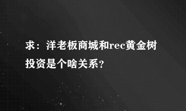 求：洋老板商城和rec黄金树投资是个啥关系？