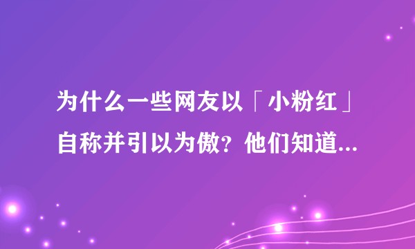 为什么一些网友以「小粉红」自称并引以为傲？他们知道「小粉红」原意是什么吗？