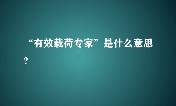 “有效载荷专家”是什么意思?