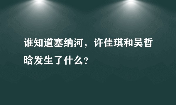 谁知道塞纳河，许佳琪和吴哲晗发生了什么？