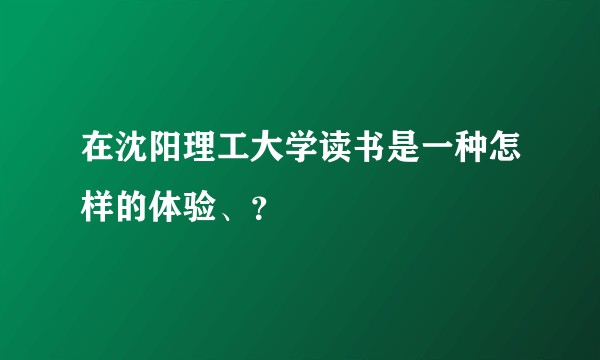 在沈阳理工大学读书是一种怎样的体验、？