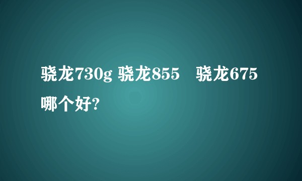 骁龙730g 骁龙855   骁龙675哪个好?