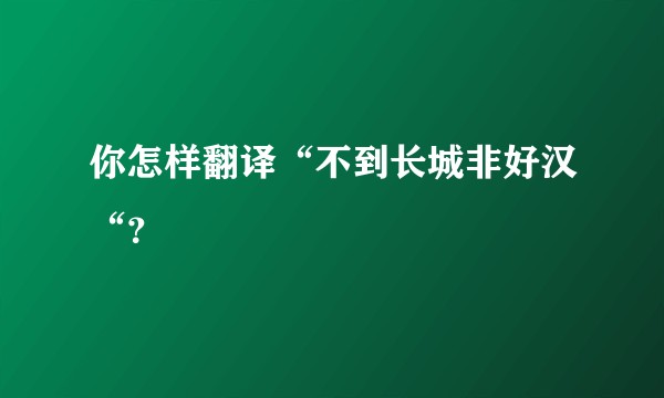 你怎样翻译“不到长城非好汉“？