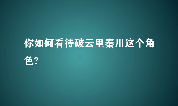 你如何看待破云里秦川这个角色?