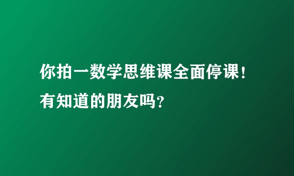 你拍一数学思维课全面停课！有知道的朋友吗？