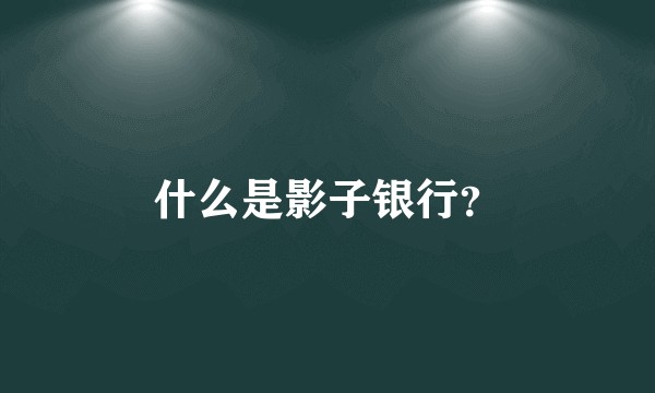 什么是影子银行？