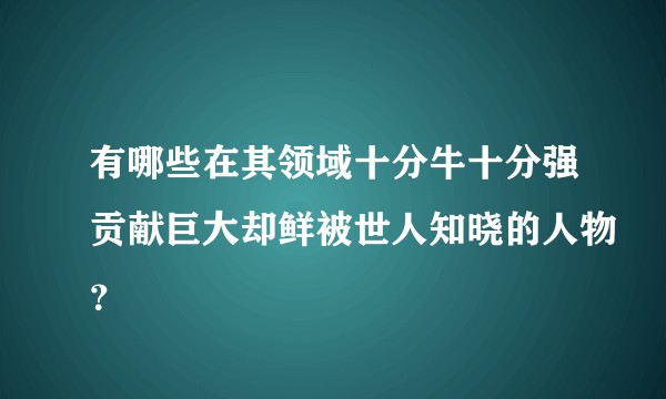 有哪些在其领域十分牛十分强贡献巨大却鲜被世人知晓的人物？
