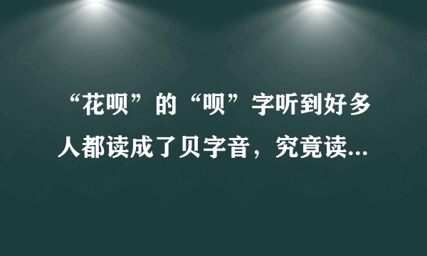 “花呗”的“呗”字听到好多人都读成了贝字音，究竟读贝字音还是吧字音正确？