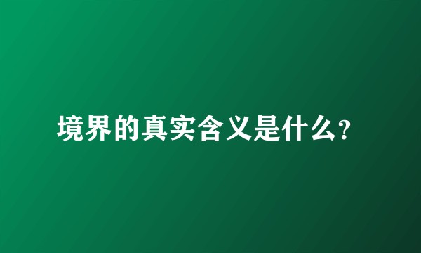 境界的真实含义是什么？