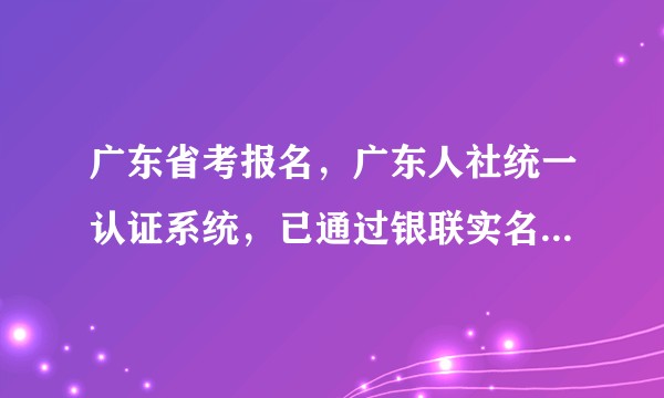 广东省考报名，广东人社统一认证系统，已通过银联实名认证，但系统仍提示未认证怎么办？
