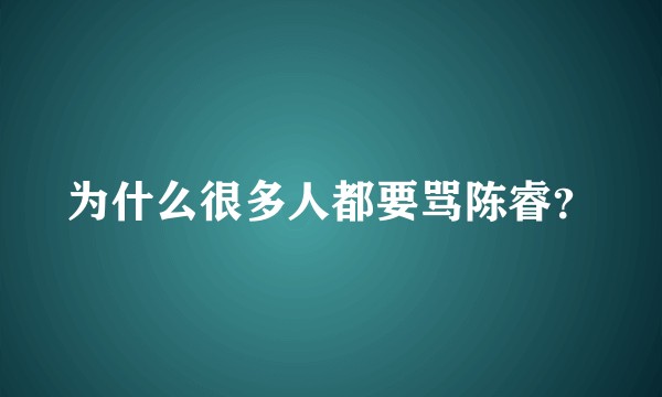 为什么很多人都要骂陈睿？