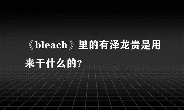 《bleach》里的有泽龙贵是用来干什么的？