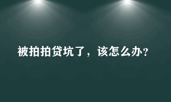 被拍拍贷坑了，该怎么办？