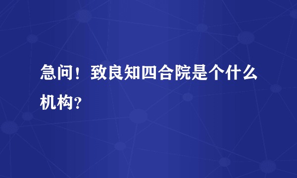 急问！致良知四合院是个什么机构？
