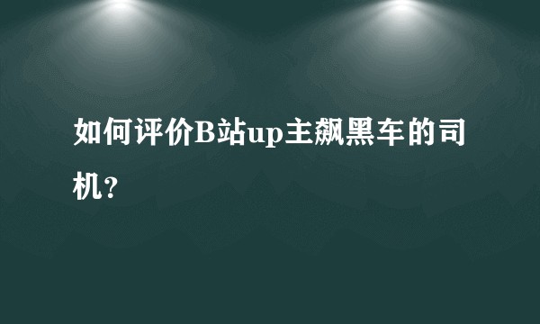 如何评价B站up主飙黑车的司机？