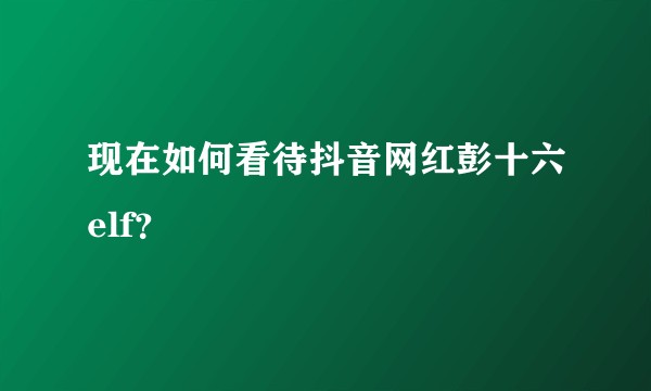 现在如何看待抖音网红彭十六elf？