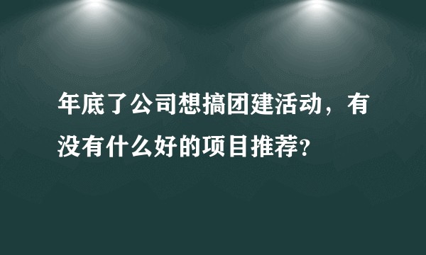 年底了公司想搞团建活动，有没有什么好的项目推荐？